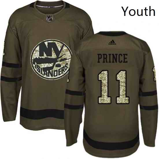 Youth Adidas New York Islanders 11 Shane Prince Premier Green Salute to Service NHL Jersey